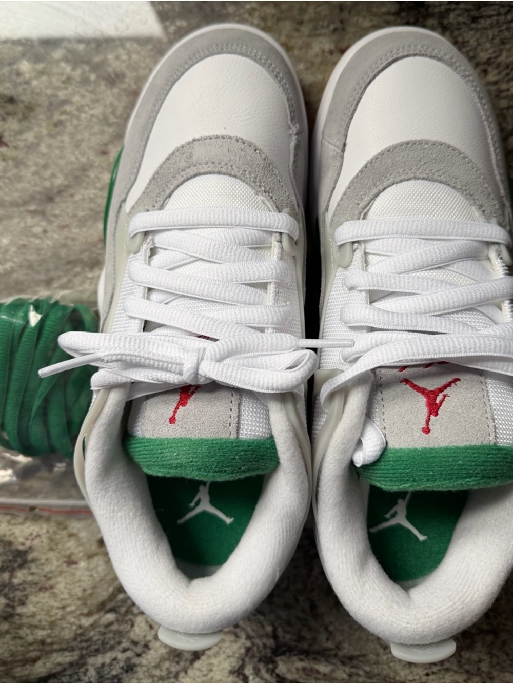 Nike Women's White, Gray and Green Low-Top Athletic Sneakers with Red Logo NEW